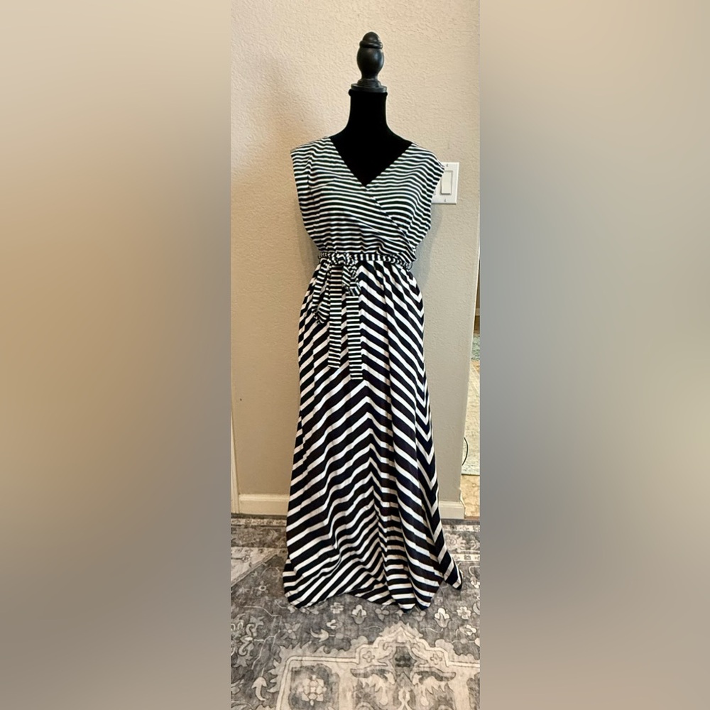 Talbots Navy and White Dress